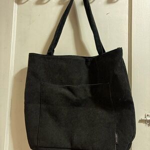 Black Corduroy Tote Bag